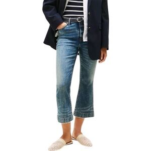 Tommy Hilfiger High Rise Crop Kick Flare Jeans Raw Hem Women’s 6 / 28 Whisker